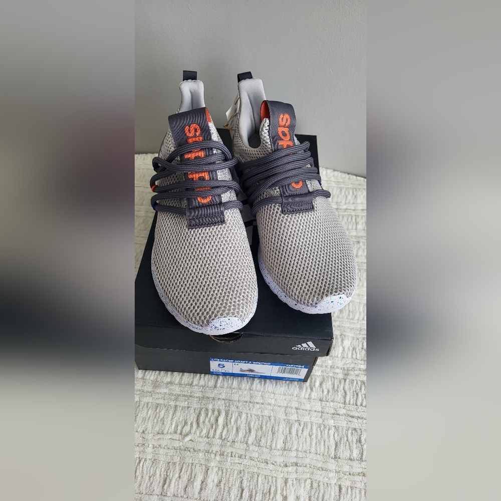 Adidas Gray and Orange Sneakers with Modern Knit Design